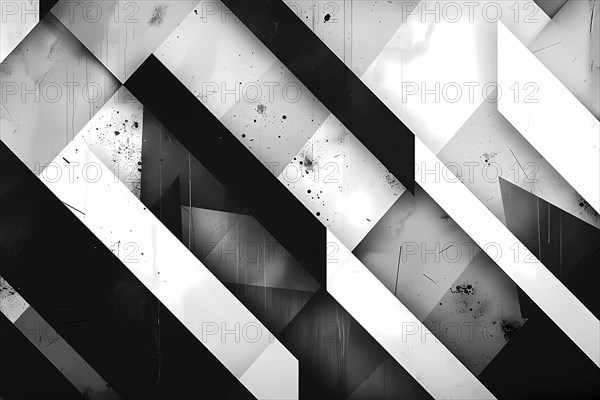 Black and white abstract geometric pattern with a bold chevron design, illustration, AI generated