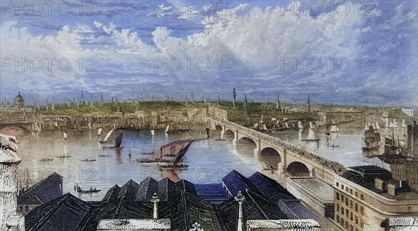 London from the Tower of Saint Saviours, England, Historical, digitally restored reproduction from a 19th century original, Record date not stated