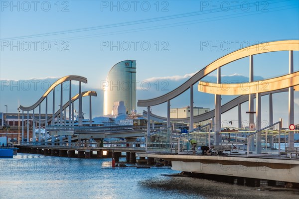 View of the old harbour in Barcelona, Spain, Europe