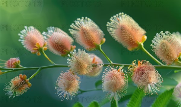 A detailed close-up view of Mimosa seed pods AI generated