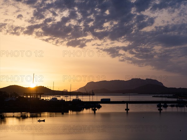 Dawn at sunrise, panoramic shot, Olbia, Sardinia, Italy, Europe