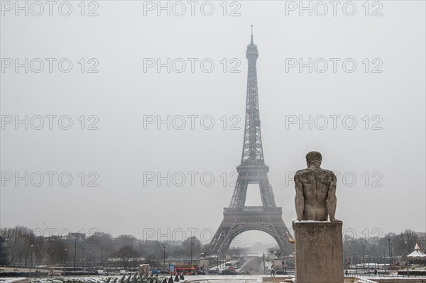 Paris, view, statue, tour eiffel, france