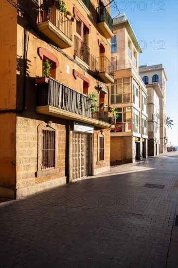 Street in Barcelonata, an old neighbourhood at the port of Barcelona, Spain, Europe