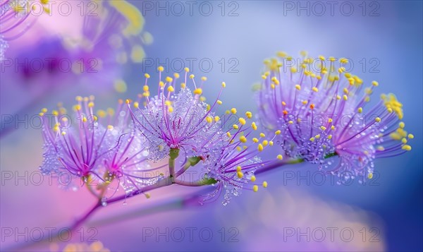 Closeup view of violet blossoms AI generated