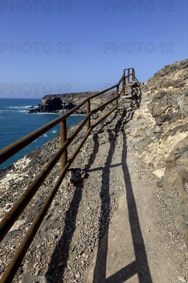 Footpath over the cliffs to the caves of Ajuy, Fuerteventura, Canary Islands, Spain, Europe