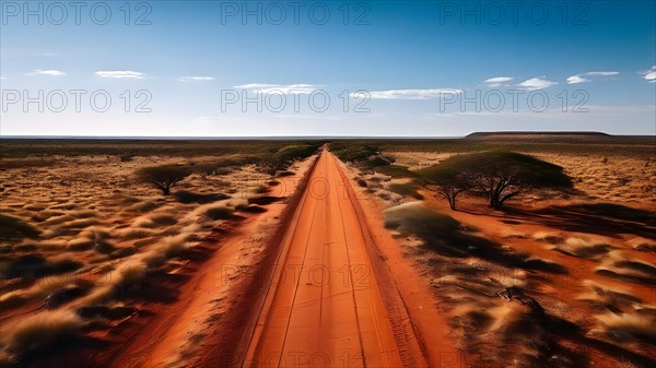 Straight unyielding road in the australian outback, AI generated