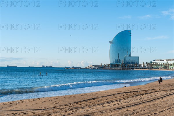 Beach at the Old Harbour in Barcelona, Spain, Europe