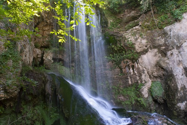 Waterfall in the karst spring area near Krusuna, Bulgaria, Europe