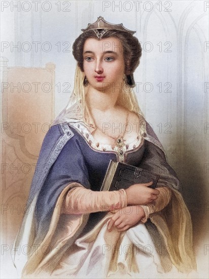 Valentina Visconti (born 1366 or 1368, died 4 December 1408 in Blois Castle) was the daughter of Gian Galeazzo Visconti, Duke of Milan, and the French Princess Isabella of Valois, Historical, digitally restored reproduction from a 19th century original, Record date not stated