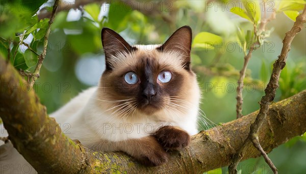 AI generated, animal, animals, mammal, mammals, cat, felidae (Felis catus), a cat resting on a tree