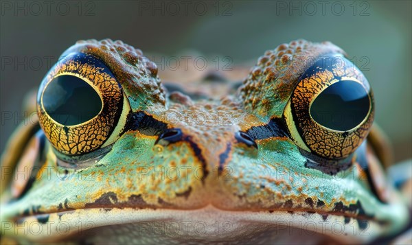 Extreme close-up of Rana arvalis eyes AI generated