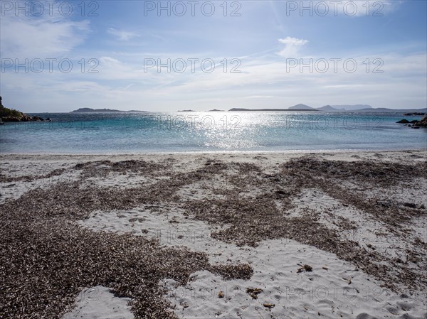 Sandy beach beach, secluded bay, Capriccioli beach, Costa Smeralda, Sardinia, Italy, Europe