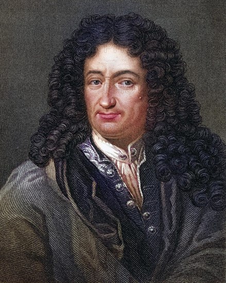 Gottfried Wilhelm Leibniz (born 1 July 1646 in Leipzig, died 14 November 1716 in Hanover) was a German philosopher, mathematician, jurist, historian and political advisor of the early Enlightenment, Historical, digitally restored reproduction from a 19th century original, Record date not stated