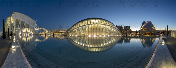 L'Hemisferic, Museu de les Ciencies, L'Agora, Palau de les Arts Reina Sofia, City of Arts and Sciences, Cuitat de les Arts i les Ciences, Valencia, Spain, Europe