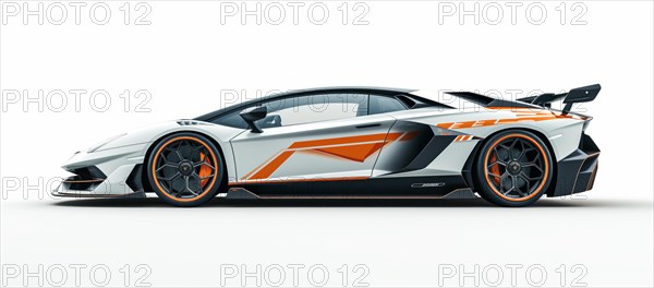 Sleek Modern Supercar with Orange Accents, AI generated