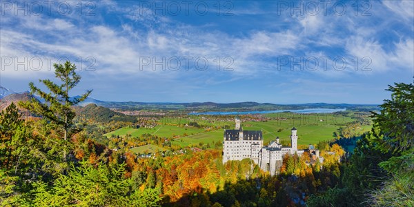 Neuschwanstein Castle near Hohenschwangau, Romantic Road, Ostallgaeu, Bavaria, Germany, Europe