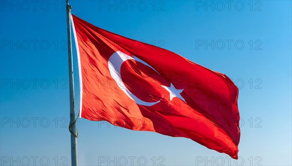 Flag, the national flag of Turkey flutters in the wind