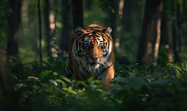 The Siberian tiger in the forest AI generated