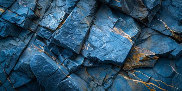 Close up of rough blue stone structure. KI generiert, generiert, AI generated