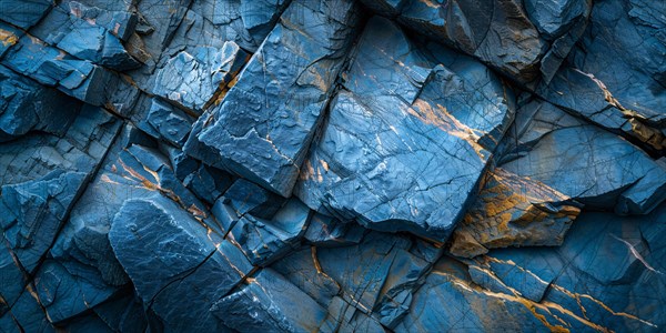 Close up of rough blue stone structure. KI generiert, generiert, AI generated