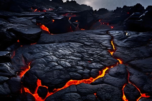 Unstoppable force of a lava flow, AI generated