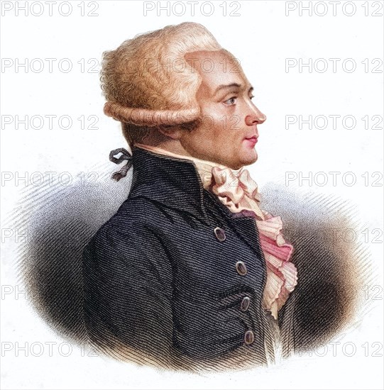 Maximilien Robespierre, 1758-1794, Leader of the Jacobins during the French Revolution, Historical, digitally restored reproduction from a 19th century original, Record date not stated
