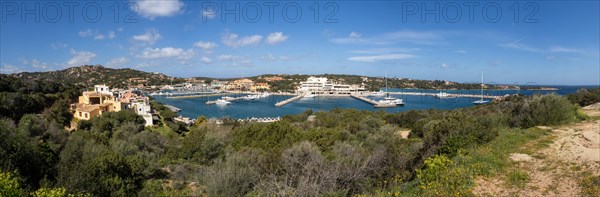 View to the harbour, panoramic view, Porto Cervo, Costa Smeralda, Sardinia, Italy, Europe