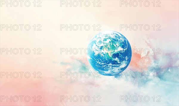 Earth globe against a pastel-colored background AI generated