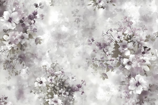 Elegant floral wallpaper with soft pastel flowers and vintage vibe, illustration, AI generated