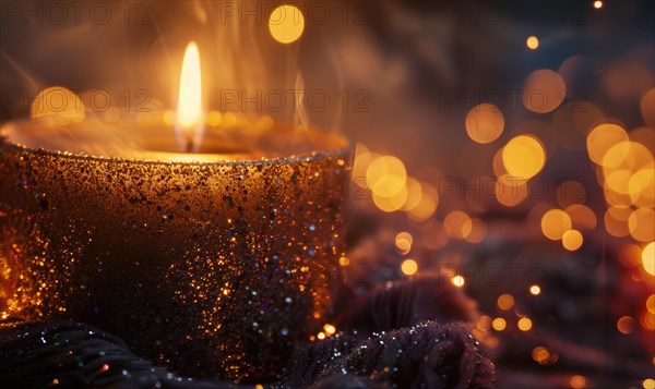 Close-up of a candle surrounded by a halo of light AI generated