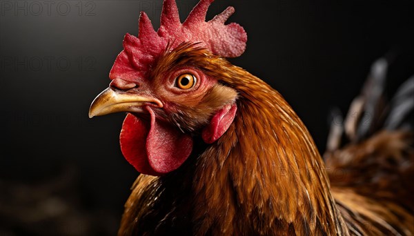 Agriculture, Animals, Chickens, Portrait of a rooster, AI generated, AI generated