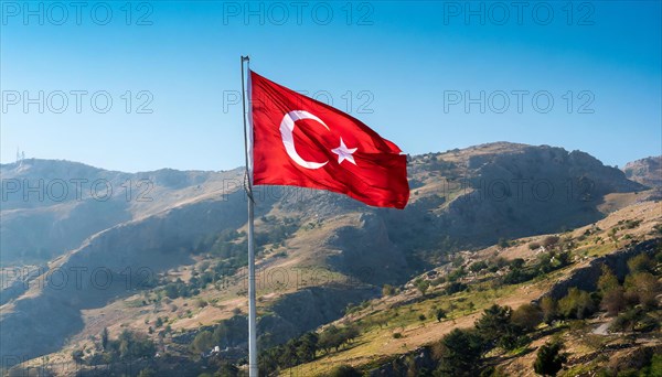 Flag, the national flag of Turkey flutters in the wind