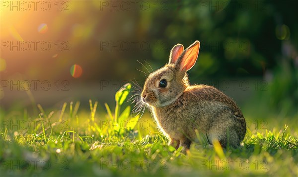 A bunny enjoying a sunny patch of grass AI generated