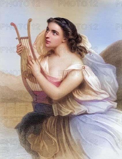 Sappho, born between 630/612 BC, 570 BC Ancient Greek lyric poet, Historical, digitally restored reproduction from a 19th century original, Record date not stated