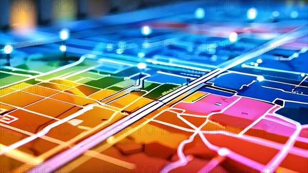 AI generated illustration of urban transit map wcag compliant color