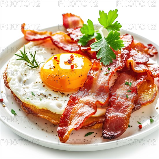 Sunny Side Up Egg with Crispy Bacon, AI generated