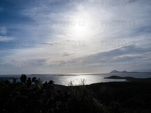 Glittering sea against the light, near Olbia, Sardinia, Italy, Europe