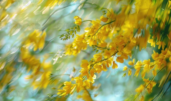 Laburnum flowers swaying in the breeze AI generated