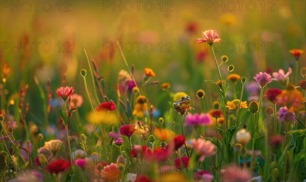 Closeup view of wildflowers in the meadow AI generated