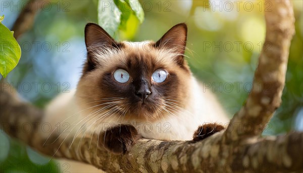 AI generated, animal, animals, mammal, mammals, cat, felidae (Felis catus), a cat resting on a tree