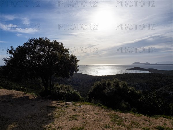 Glittering sea against the light, near Olbia, Sardinia, Italy, Europe