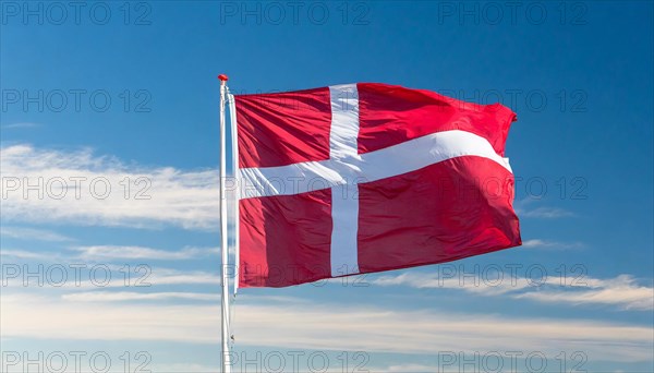 Flag, the national flag of Denmark fluttering in the wind