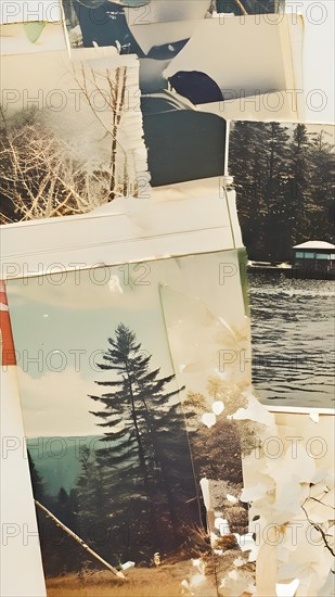 AI generated collage of overlapping faded polaroid photos