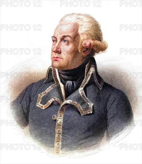 Charles-Francois du Perier du Mouriez, called Dumouriez (born 25 or 27 January 1739 in Cambrai, died 14 March 1823 in Turville Park near Henley-on-Thames), was a French general who, after initial successes in the First War of the Coalition, switched sides and committed treason from the Jacobin point of view, Historical, digitally restored reproduction from a 19th century original, Record date not stated