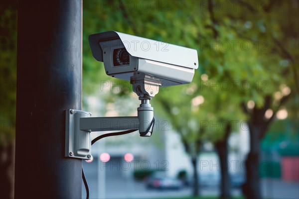 Surveillance camera in city street. KI generiert, generiert, AI generated