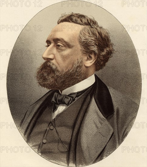 Leon Michel Gambetta, 1838-1882, French republican statesman, Historical, digitally restored reproduction from a 19th century original, Record date not stated