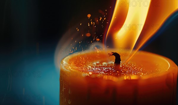 Close-up of a candle flame dancing in the breeze AI generated