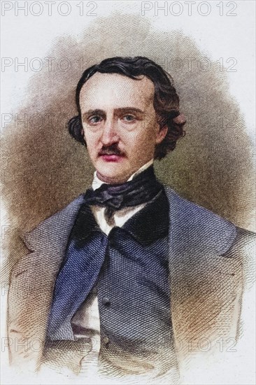 Edgar Allan Poe, 1809-1849, American writer, Historical, digitally restored reproduction from a 19th century original, Record date not stated