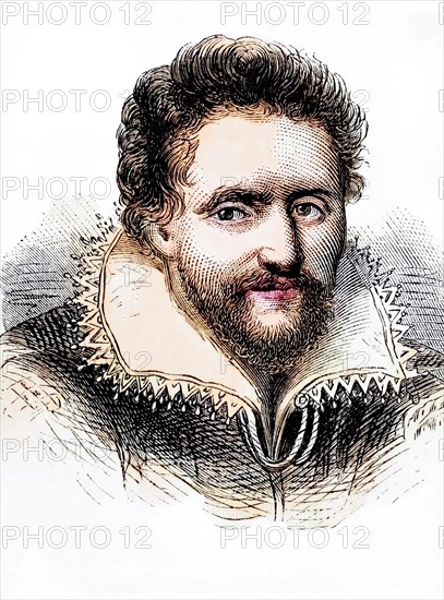 Ben Jonson, 1572 to 1637, English Renaissance dramatist, poet and actor, Historical, digitally restored reproduction from a 19th century original, Record date not stated