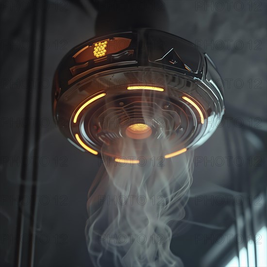 Smoke detector in action, close up, photorealistic Job ID: 02110f57-a629-478d-83d7-d399573ae854, KI generated, AI generated